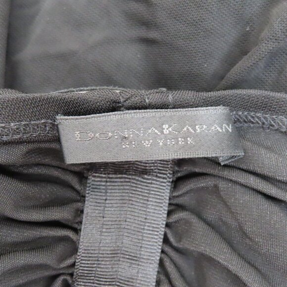 Donna Karan Medium Black Strapless Ruched Dress Leather Straps Union Made VTG - Picture 8 of 12